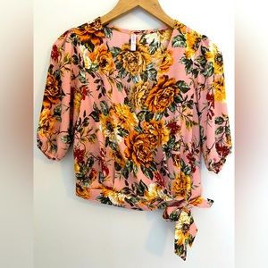 Xhilaration Floral Print Wrap Crop Top